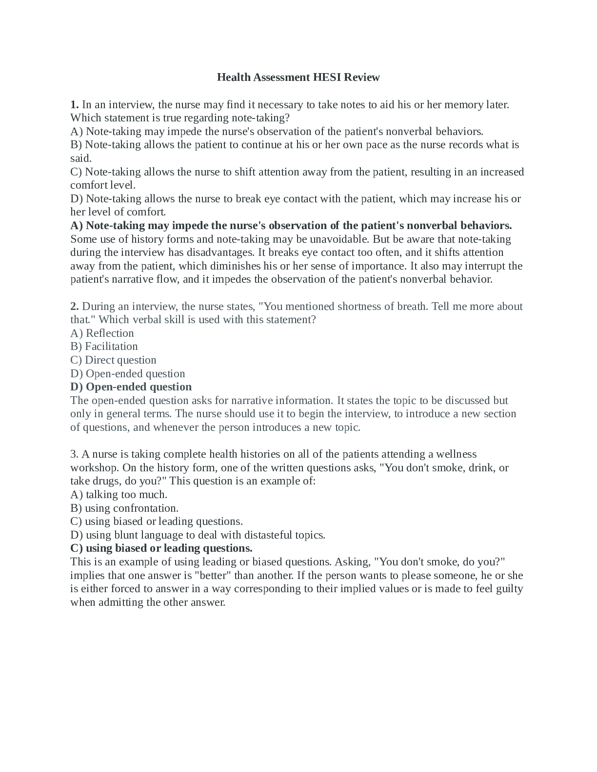 Preview image for HESI RN Health Assessment